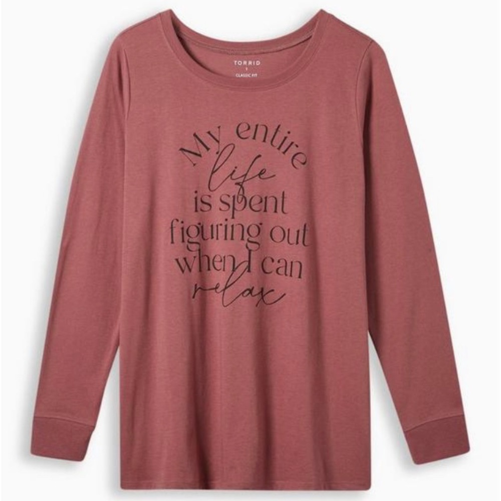 My Entire Life Classic Fit Signature Jersey Crew Neck Long Sleeve Tee Size M/L